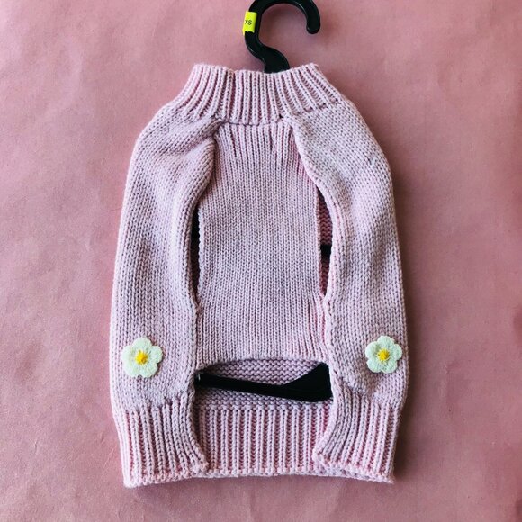 Cupcakes and Cashmere Pet Dog  Pink Flower  Knit  Sweater  Size :XS - Picture 4 of 4